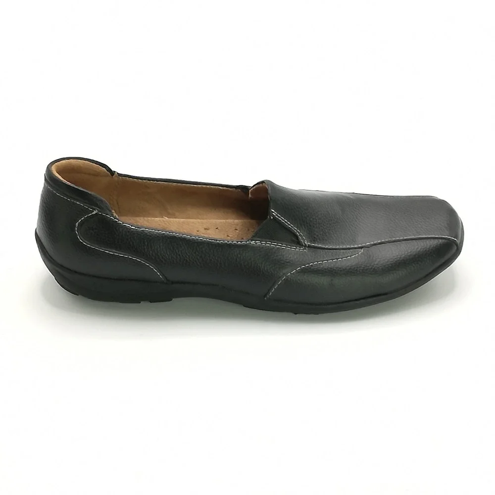 Natural Soul Naturalizer Shoes Womens Loafer Slip On Black Pebbled Leather 10‎